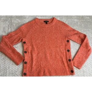 J CREW ORANGE‎ CASUAL SWEATER WOMEN'S 100% Lambs Wool Knit SIDE Buttons Size XS